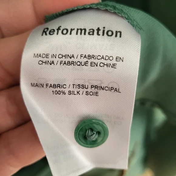 Reformation Catalina Silk Long Sleeve Midi Dress Green 6 - Picture 6 of 15